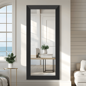 71"*31"Solid wood inner beveled edge, right-angled rectangular black full-length mirror for Living Room, Bedroom, Hanging or Leaning Against The Wall