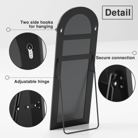 Wooden arched black full-length mirror with stand. wall mirror, bathroom makeup mirror, bedroom foyer, clothing store, wall mounted. 73 "* 31"