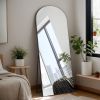 Wooden arched black full-length mirror with stand. wall mirror, bathroom makeup mirror, bedroom foyer, clothing store, wall mounted. 73 "* 31"