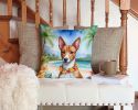 Basenji Luau Throw Pillow Machine Washable, Indoor Outdoor Decorative Pillow for Couch, Bed or Patio, 14Hx14W