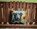 Scottish Deerhound in Sunflowers Throw Pillow Machine Washable, Indoor Outdoor Decorative Pillow for Couch, Bed or Patio, 14Hx14W
