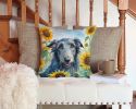 Scottish Deerhound in Sunflowers Throw Pillow Machine Washable, Indoor Outdoor Decorative Pillow for Couch, Bed or Patio, 14Hx14W