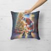 Australian Terrier and Santa Claus Throw Pillow Machine Washable, Indoor Outdoor Decorative Pillow for Couch, Bed or Patio, 18Hx18W