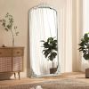 Solid wood carved right angle micro arch weathered white full-length mirror 67 * 28 * 1 inch Bathroom Vanity Mirror for Bedroom Entryway