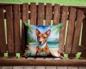 Basenji Luau Throw Pillow Machine Washable, Indoor Outdoor Decorative Pillow for Couch, Bed or Patio, 14Hx14W