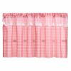 Pink Plaid Cafe Kitchen Curtains Half Window Curtain Bedroom Doorway Curtain, 55x24 inch