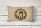 Christmas Flowers Frame Throw Pillow Throw Pillow for Indoor Couch Bed Outdoor Patio Washable, English Toy Spaniel 2360,12Hx16W