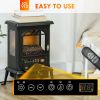 HOMCOM 23" Electric Infrared Fireplace Stove, Freestanding Fire Place Heater with Realistic Log Flame, Adjustable Temperature, Timer, 1000W/1500W