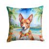 Basenji Luau Throw Pillow Machine Washable, Indoor Outdoor Decorative Pillow for Couch, Bed or Patio, 14Hx14W