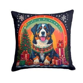 Bernese Mountain Dog Christmas Throw Pillow Machine Washable, Indoor Outdoor Decorative Pillow for Couch, Bed or Patio, 14Hx14W