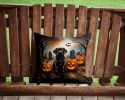 Chocolate Labrador Retriever Spooky Halloween Throw Pillow Machine Washable, Indoor Outdoor Decorative Pillow for Couch, Bed or Patio, 14Hx14W