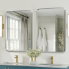 32"x22" Morden Right Angle Rectangle Silver Alloy Aluminium Framed Wall-Mounted Vanity Mirror Bathroom Vanity Mirror for Bedroom Entryway