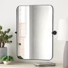 36"*24"Iron rounded rectangular black rotating hardware wall mirror Decorative Bathroom Mirror with Elegant Scalloped Design