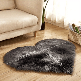 1pc Heart-Shaped Faux Sheepskin Area Rug - Soft and Plush Carpet for Home, Bedroom, Nursery, and Kid's Room - Perfect for Home Decor and Comfort (Color: DARK GRAY, size: 19.69*23.62inch)