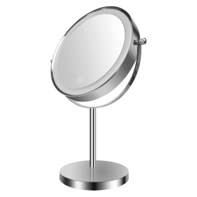 8-inch Makeup Mirror with Lights, Double Sided 1X/10X Magnifying Mirror, 3 Color Lighting Dimmable Vanity Mirror with 360Â° Swivel (Color: Chrome)