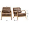 Mid Century Modern Accent Chair with Wood Frame, Upholstered Living Room Chairs with Waist Cushion, Reading Armchair for Bedroom Sunroom