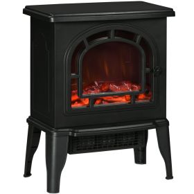 HOMCOM 18" Electric Fireplace Stove, Freestanding Fireplace Heater with Realistic LED Flame, Adjustable Temperature, Overheat Protection, 750W/1500W (Color: as pic)
